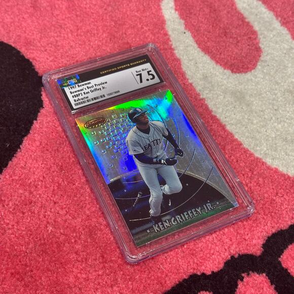 Ken Griffey Jr – 1997 Bowman’s Best Preview [Refractor] #BBP2 – CSG 7.5 - Picture 2 of 6